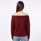 Off Shoulder Ribbed Knit Pullover Sweater