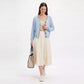 Contrast Stripe V-Neck Button-Front Knit Cardigan