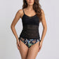 2 Piece Lace Tankini Top and Printed Bikini Bottom Set