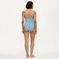Maternity Ribbed One-Piece Swimsuit with Plunge Neckline and Side Gathering