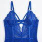 Floral Lace Mesh Bodysuit with Plunging Neckline and Open Back