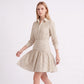 Striped Long Sleeve Collared Shirt Dress with Drop Waist