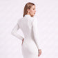 Long Sleeve Maxi Dress with Deep V Neck and Back Slit