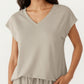 2-Piece Set Short Sleeve V Neck Top and Drawstring Shorts with Pockets Relaxed Fit Lounge Set