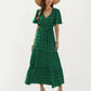 Short Sleeve Maxi Dress with Wrap Front Waist Tie and Tiered Skirt