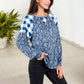 Mixed Print Long Sleeve Raglan Top Plaid Leopard Pattern