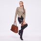 Cable Knit Crewneck Sweater with Front Zipper