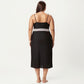 Plus Size Satin Slip Dress with Lace Waist Detail Adjustable Spaghetti Straps Midi Sleepwear Nightgown
