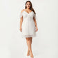 Plus Size Chiffon Chemise Ruffle Sleeve Lace Trim Nightgown Adjustable Strap Sleep Dress