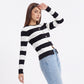 Striped Button-Down Knit Cardigan Sweater