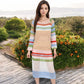 Multicolor Striped Off-Shoulder Knit Dress