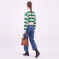 Striped V-Neck Cropped Cardigan Sweater