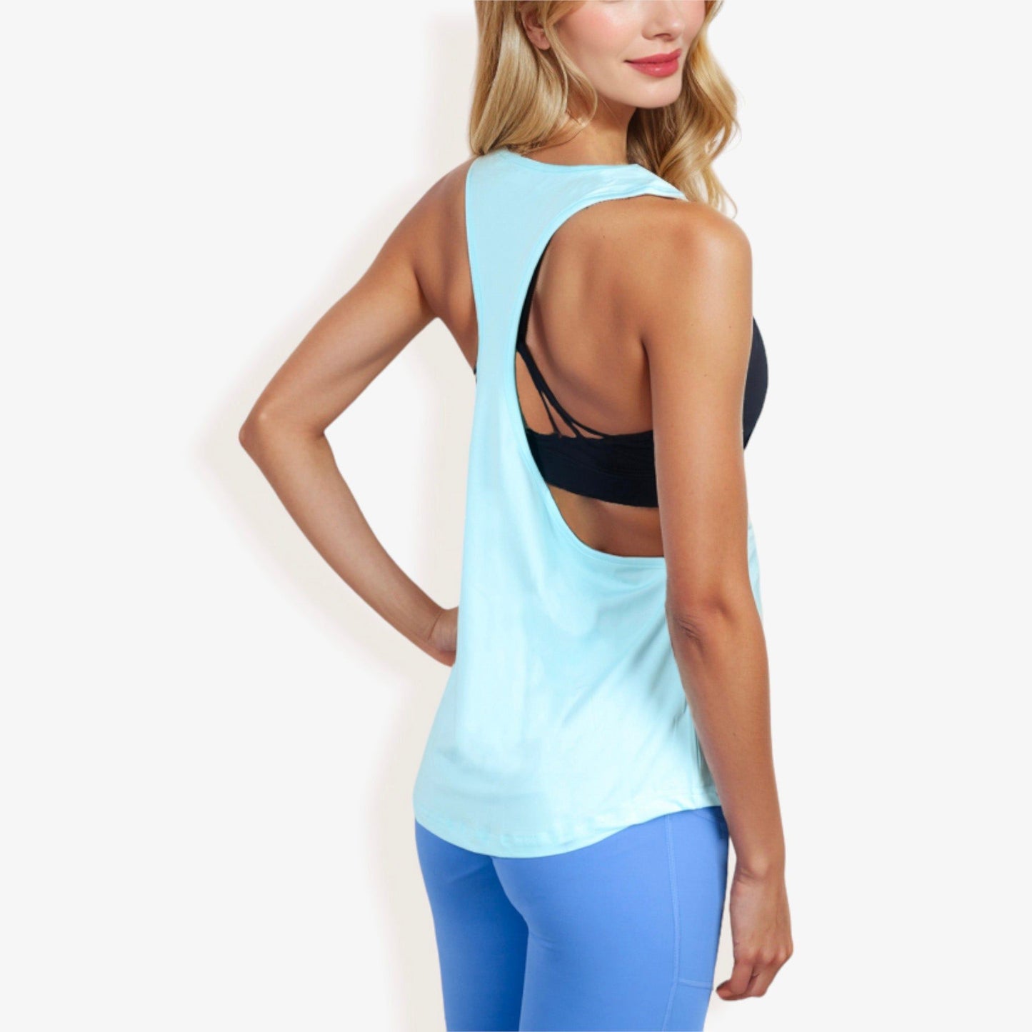 Relaxed Fit Racerback Tank Top with Scoop Neckline