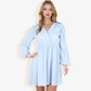 Long Sleeve V-Neck Polka Dot A-Line Dress Ruffle Shoulders