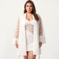 Plus Size Sheer Mesh Lace Trim Robe Lightweight Long Sleeve Sleepwear