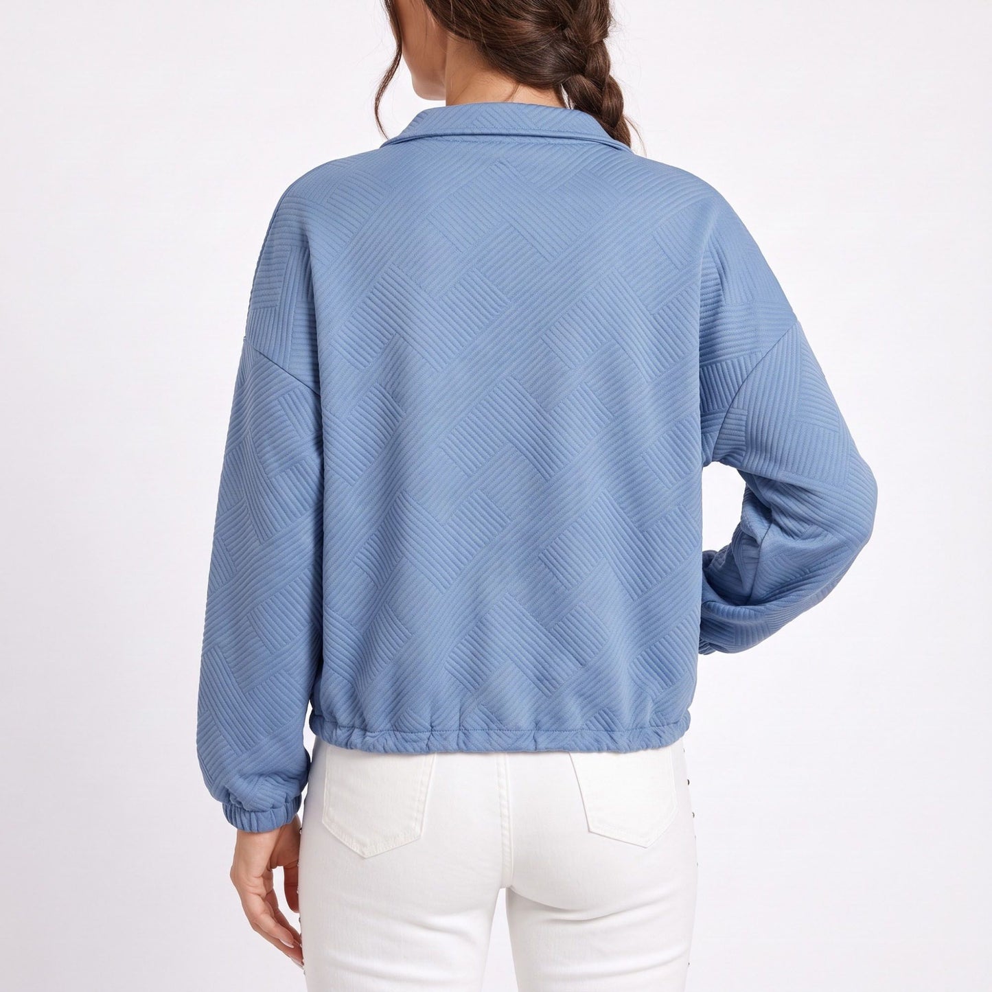 Quilted Full Zip Jacket with Collared Neckline