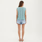 Sleeveless Cable Knit Top with Crew Neck and Ribbed Hem