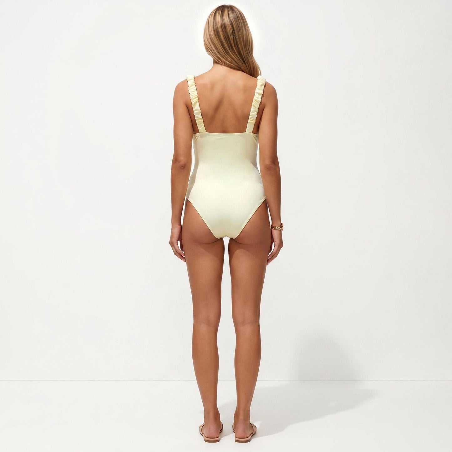 V-Neck Maternity One-Piece Swimsuit with Ruched Sides and Adjustable Straps