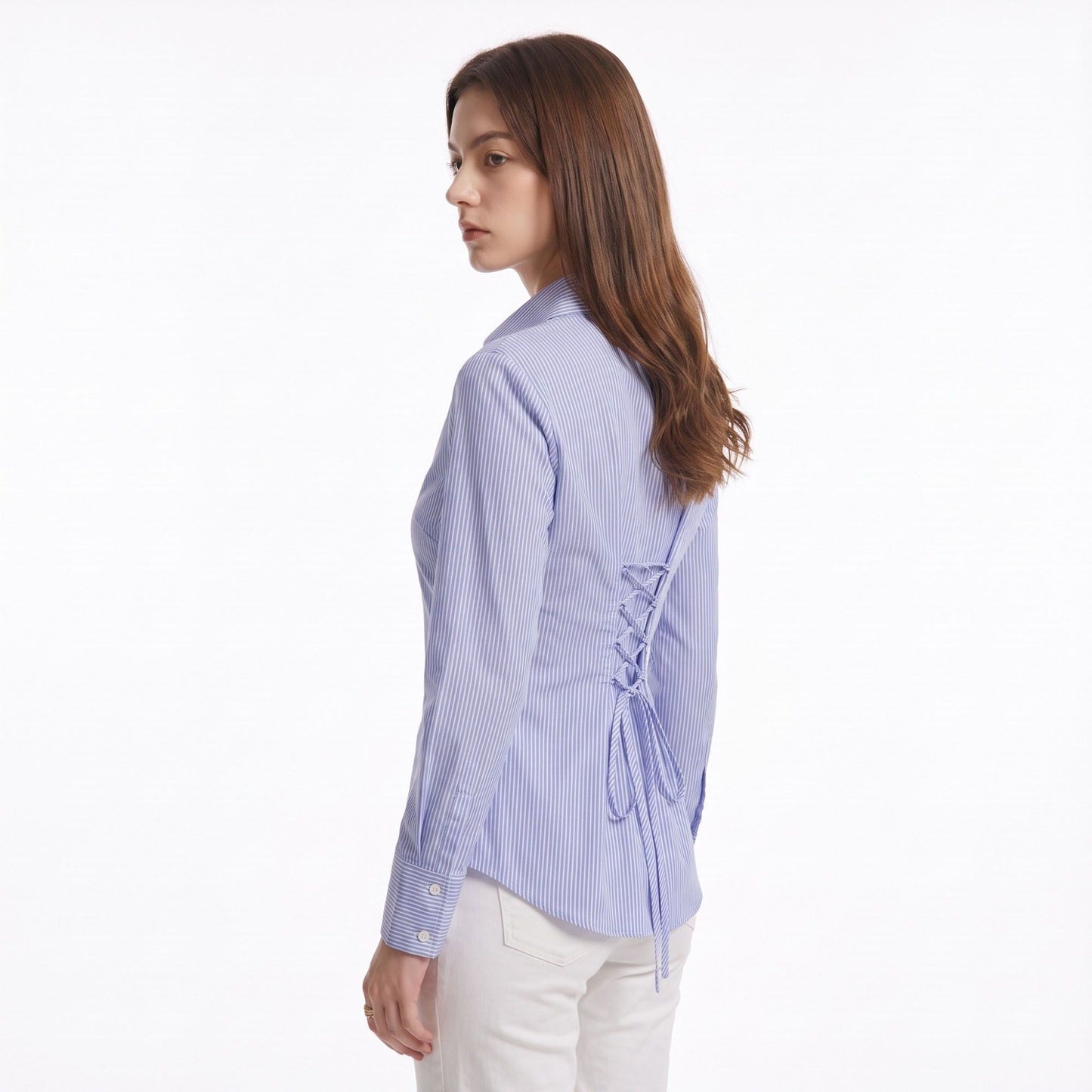 Striped Button Down Long Sleeve Collared Shirt