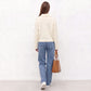 Cable Knit Collared Sweater with Flared Cuffs