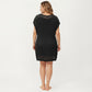 Knit Swim Cover Up Dress with Tassel Tie Neck Open Knit Trim and Relaxed Short Sleeves