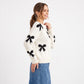 Bow Print Crewneck Long Sleeve Knit Sweater