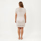 Knit Swim Cover Up Dress with Tassel Tie Neck Open Knit Trim and Relaxed Short Sleeves