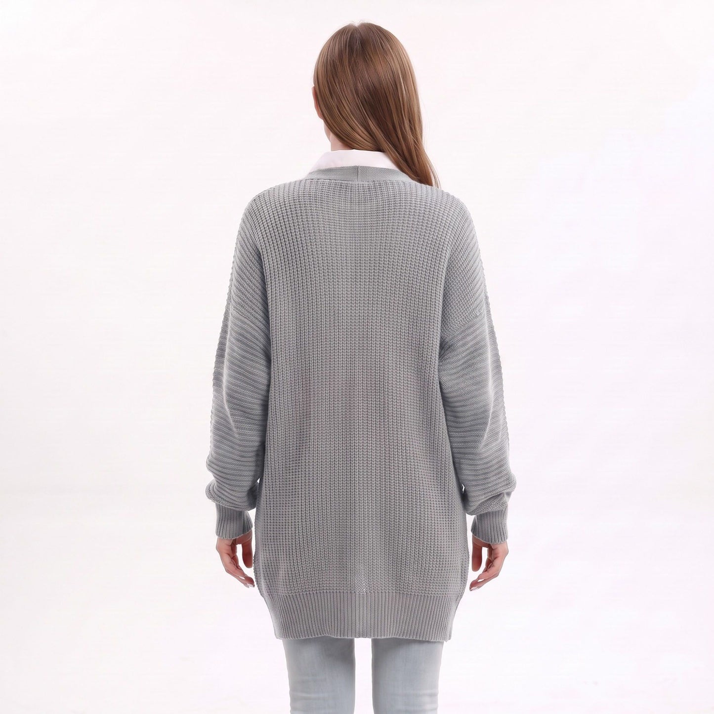 Long Open Front Knit Cardigan with Pockets