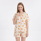2-Piece Set Fruit Print Button Front Pajama Top and Relaxed Pants Sleepwear