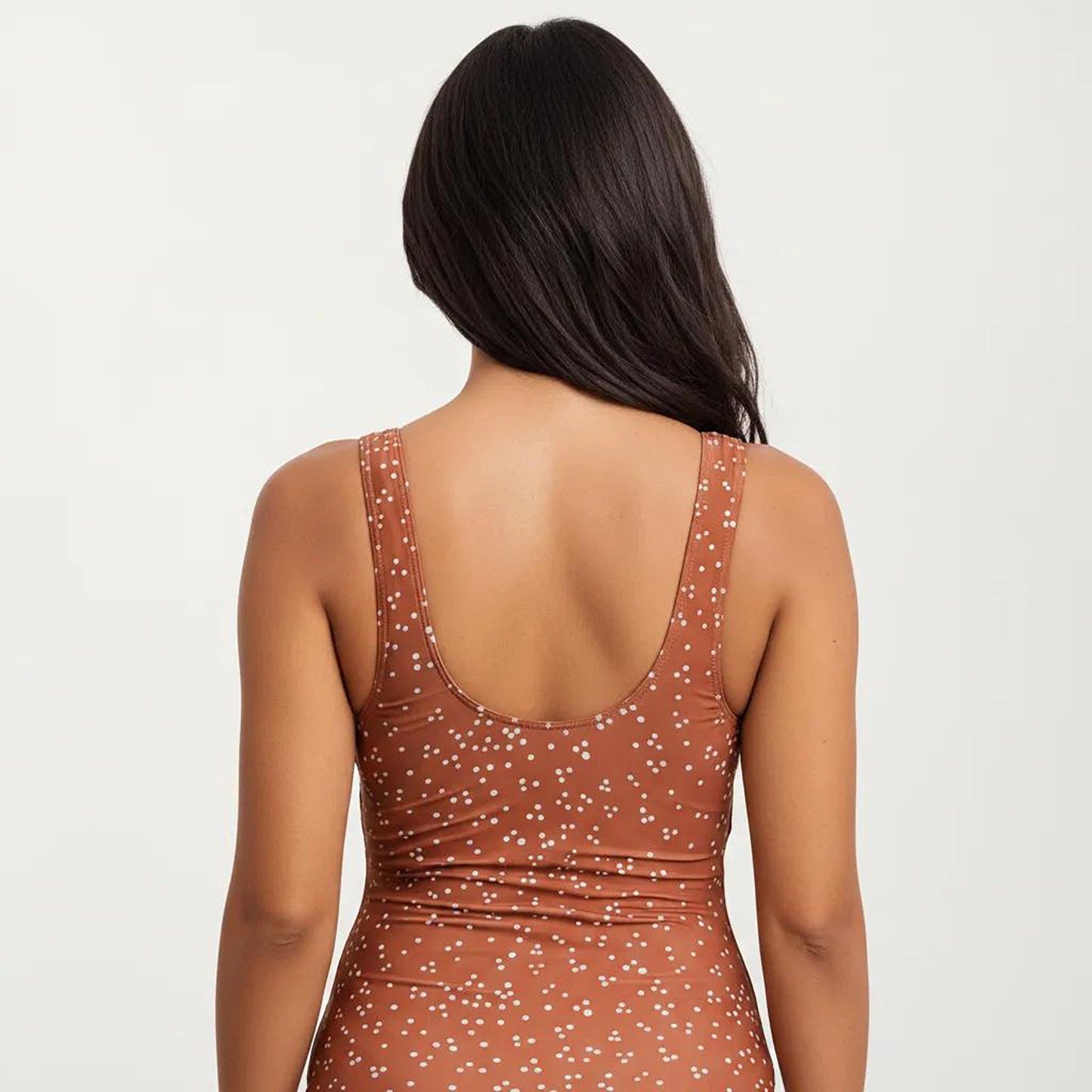 Polka Dot Print Cutout Maternity Swimsuit with Knot Front Detail