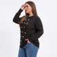 Plus Size Faux Pearl Cable Knit Tunic Sweater