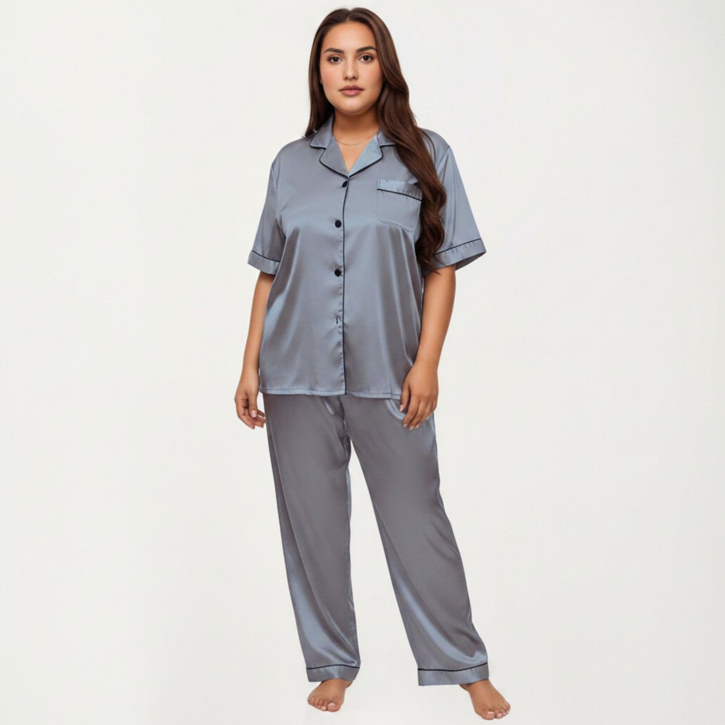 Plus Size 2-Piece Floral Kimono Robe Set with Short Sleeve Open Front Longline Cover Up and Matching Inner Dress