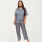 Plus Size 2-Piece Floral Kimono Robe Set with Short Sleeve Open Front Longline Cover Up and Matching Inner Dress