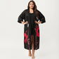 Plus Size 2-Piece Floral Kimono Robe Set with Short Sleeve Open Front Longline Cover Up and Matching Inner Dress