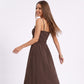 Smocked Midi Dress Spaghetti Strap Tie Front A Line Dress