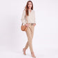 Striped Long Sleeve Split Neck Blouse with Button Placket