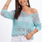 Open Stitch Knit Sweater One Shoulder Geometric Long Sleeve Top