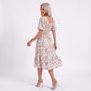 Floral Square Neck Smocked Bodice Tiered Midi Dress