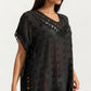 Sheer Crochet Trim Cover Up Dress with Tassel Detail Relaxed Fit and Short Sleeves