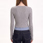 Layered Collar Ribbed Button-Front Cardigan Sweater