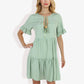 Ruffle Sleeve Tiered Dress With Button And Tassel Detail