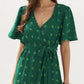 Short Sleeve Maxi Dress with Wrap Front Waist Tie and Tiered Skirt