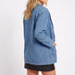 Denim Blazer Jacket Long Sleeve Button Front Jean Coat with Patch Pockets