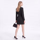 Long Sleeve Button Front Blazer Dress with Notched Collar