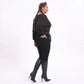 Plus Size V-Neck Textured Sleeve Pullover Sweater