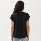 Short Sleeve Swiss Dot Top with Split Neckline and Soft Textured Fabric