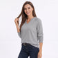 Long Sleeve V-Neck Sweatshirt with Raglan Sleeves
