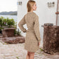 Long Sleeve Polka Dot Dress with Button Front Gathered Waist