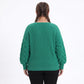 Plus Size V-Neck Textured Sleeve Pullover Sweater