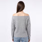 Off Shoulder Ribbed Knit Pullover Sweater